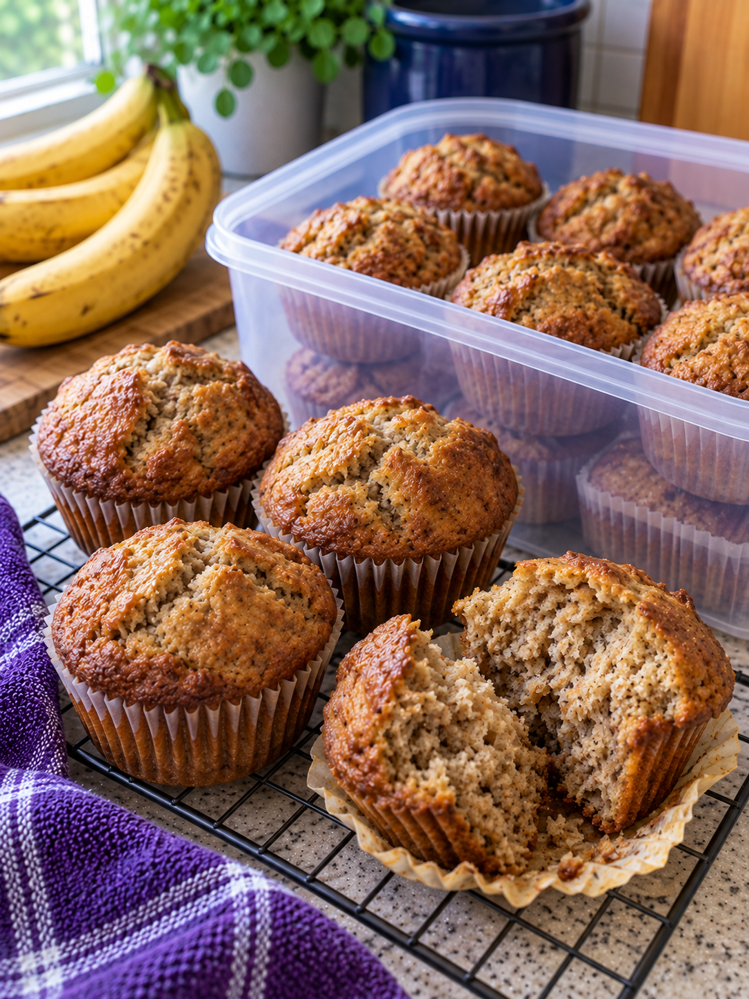 Homemade banana bread freezer muffins