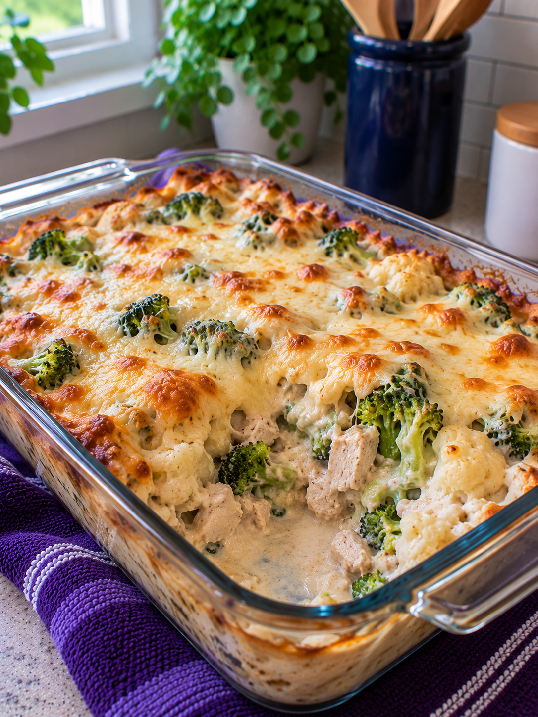 Chicken Alfredo with Broccoli and Cauliflower