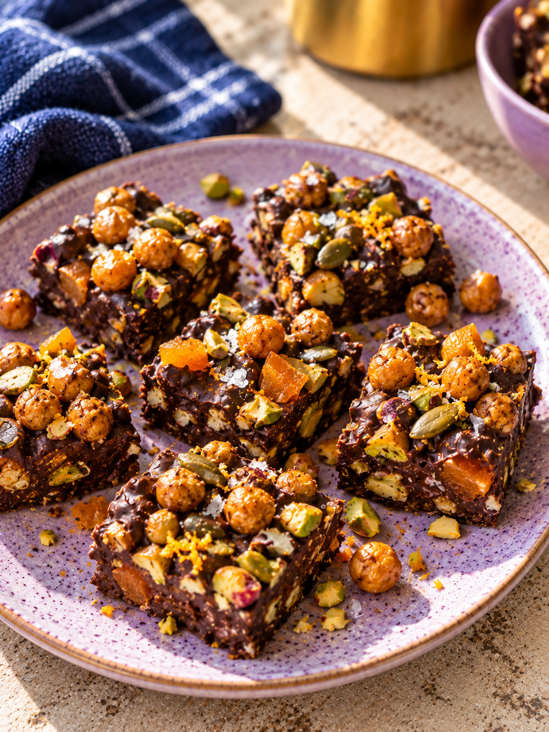 Dark Chocolate Apricot and Chickpea Clusters