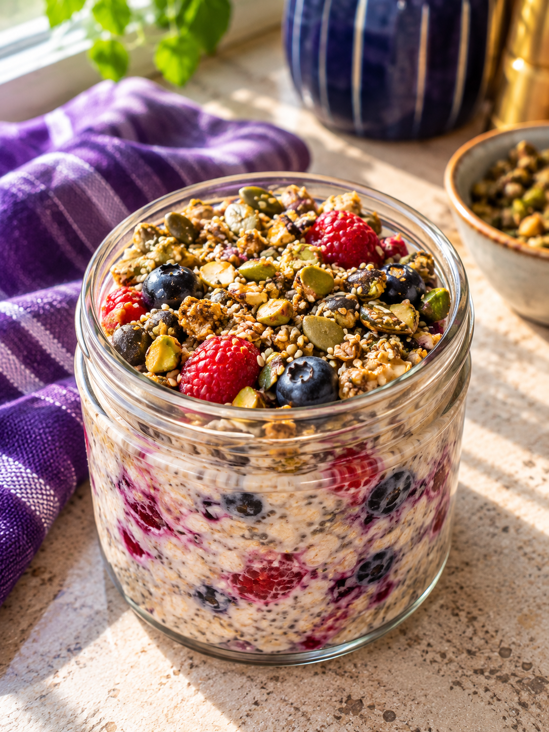 Super Berry Bircher with Sesame Crumble