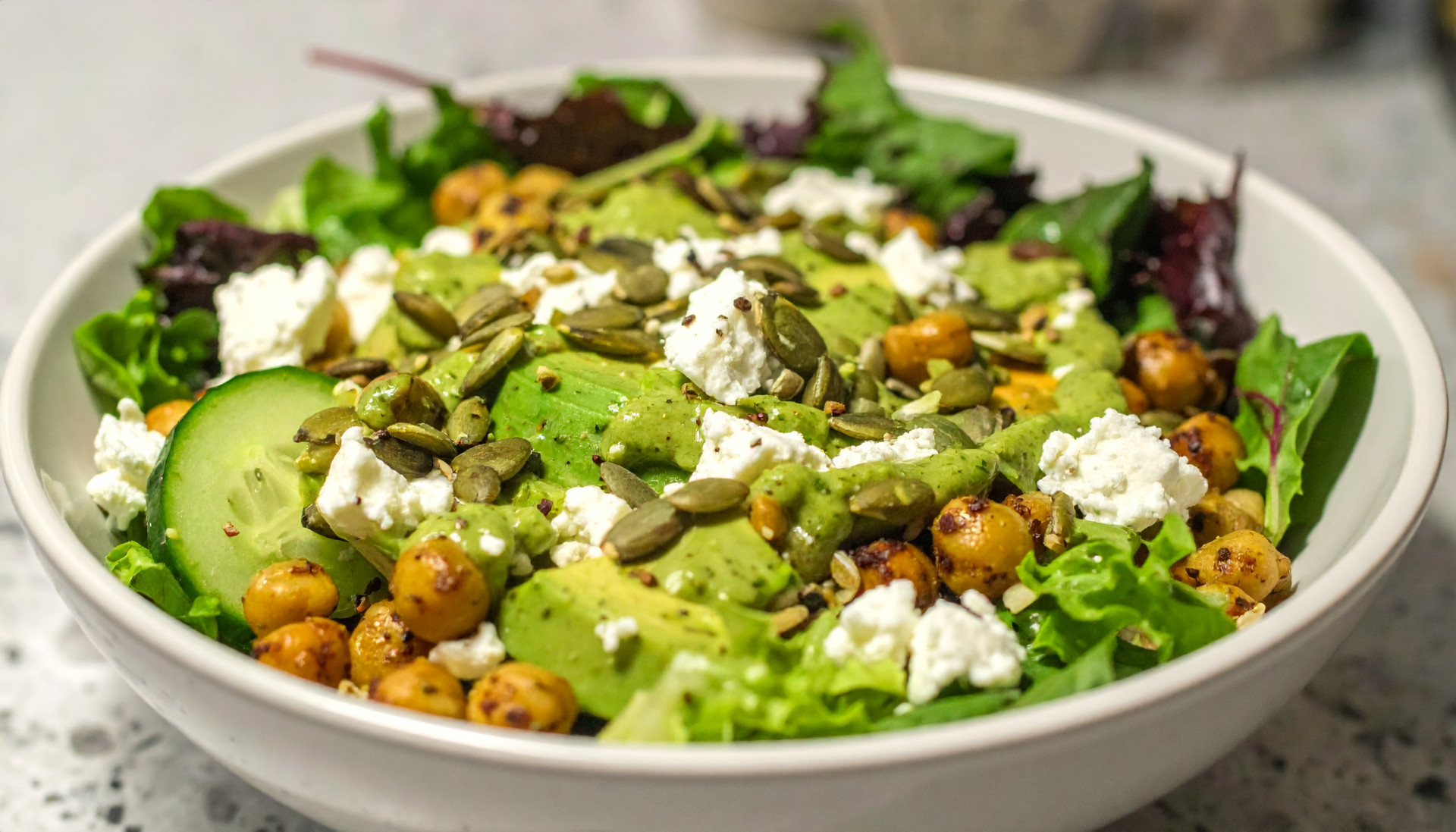 Green Goddess Farro Bowls with Crispy Chickpeas & Feta