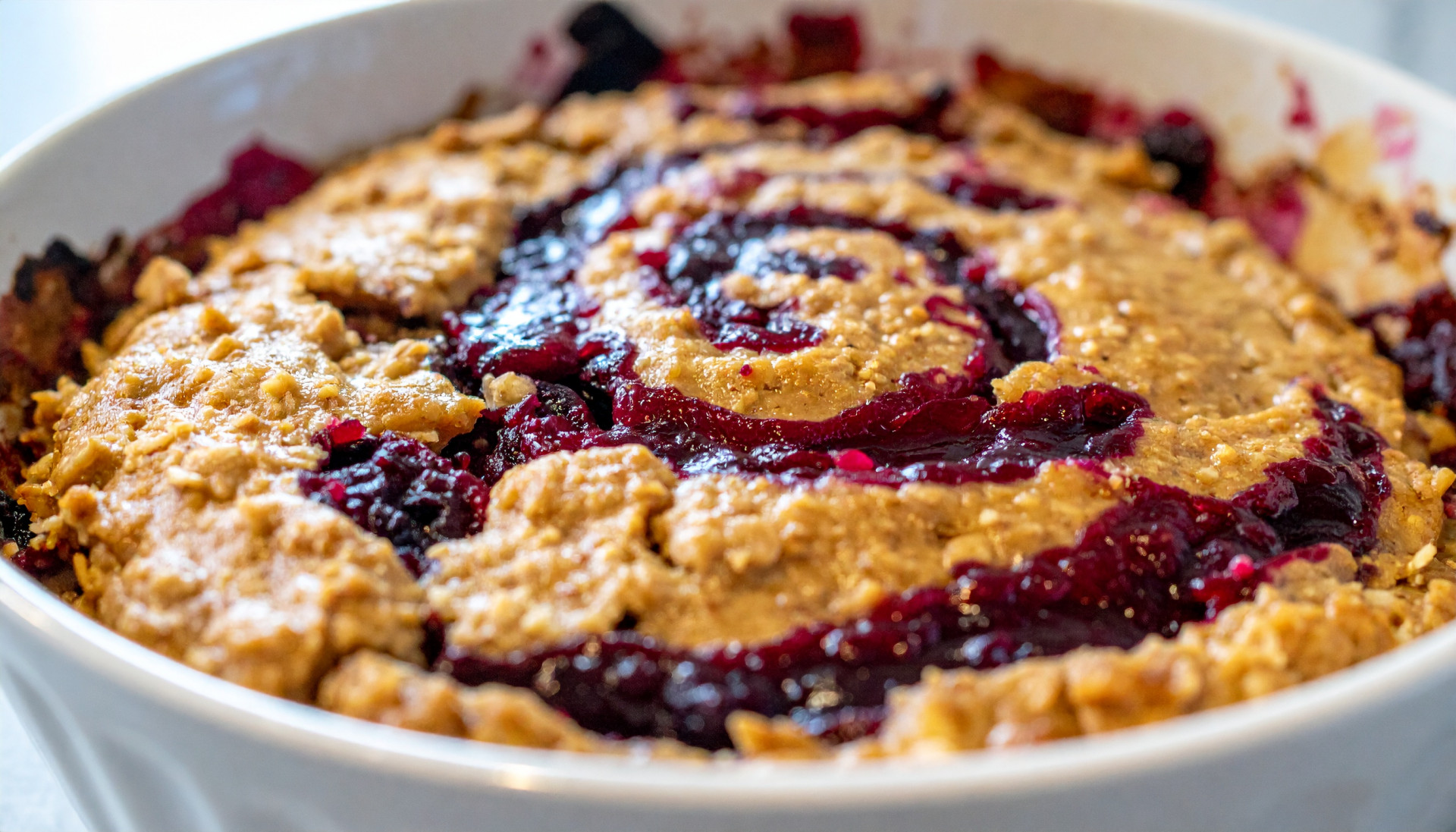 PB&J Baked Oats with Jammy Berry Swirl