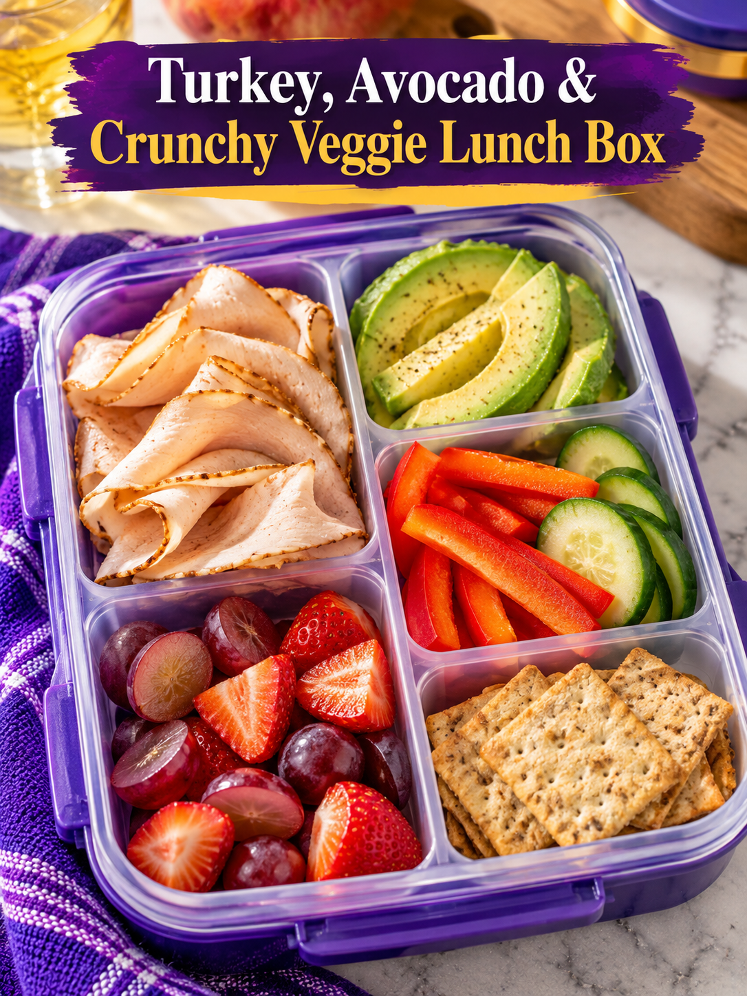 Turkey Avocado and Crunchy Veggie Lunch Boxes