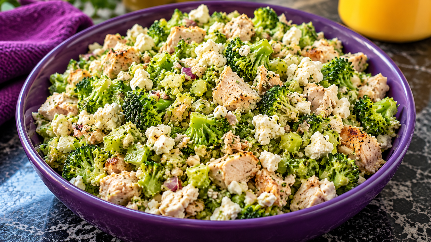 Garlicky Feta Broccoli Chicken Salad