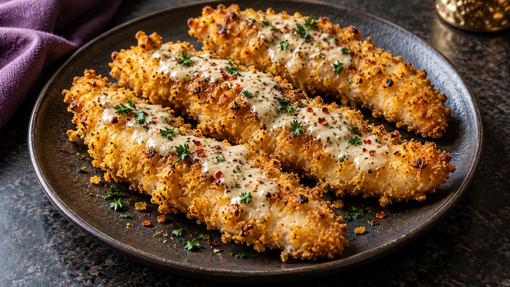 Healthy Garlic Parmesan Crispy Chicken Tenders