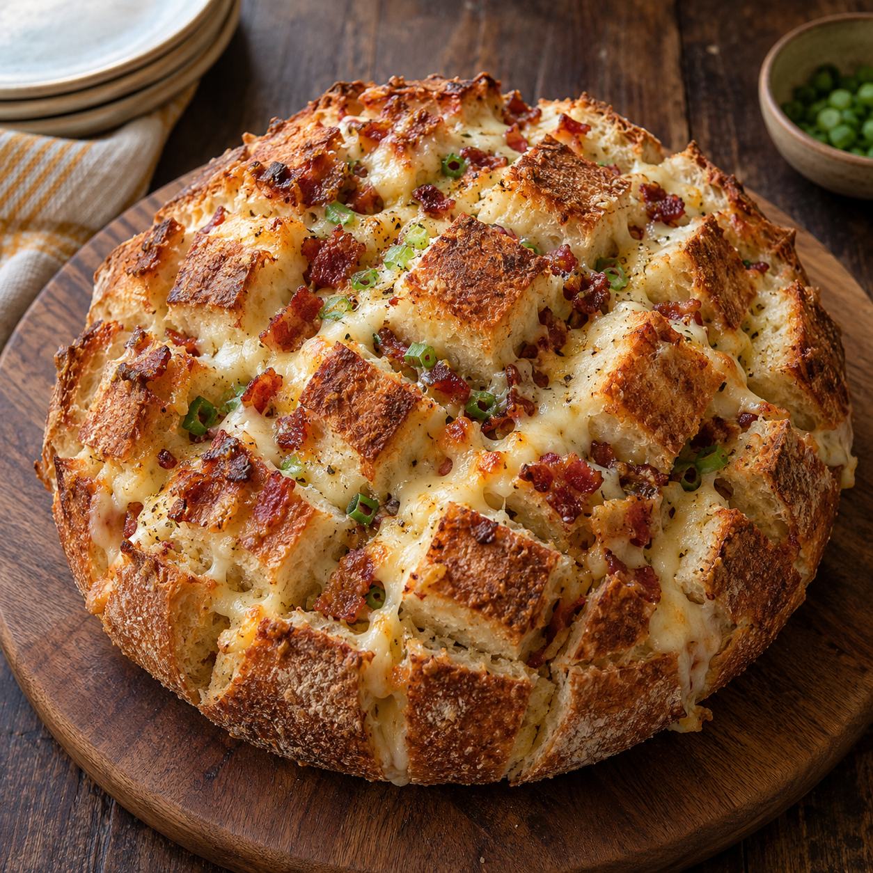 Bacon White Cheddar Ranch Pull Apart Sourdough