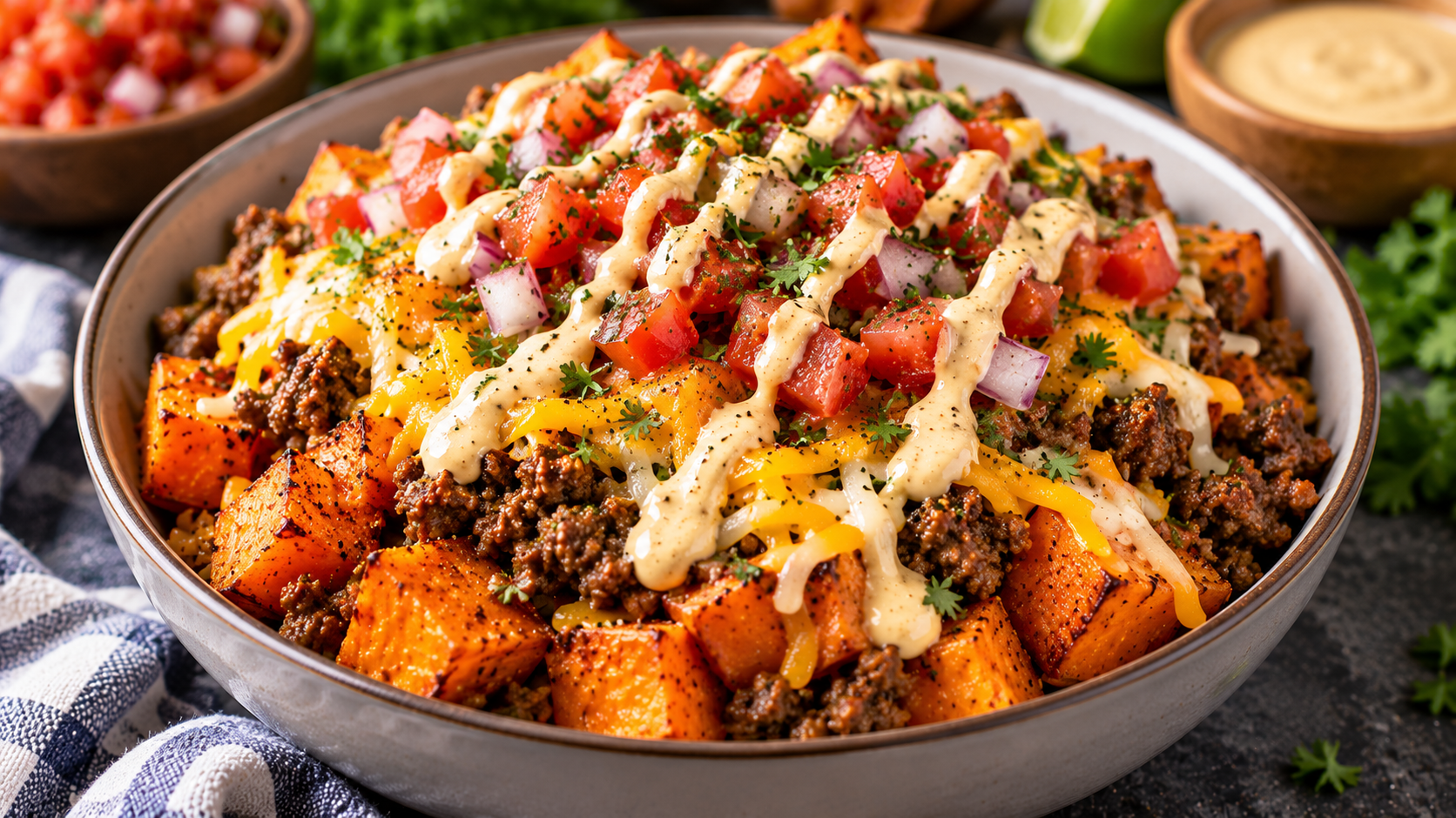 Ground Beef Sweet Potato Bowl