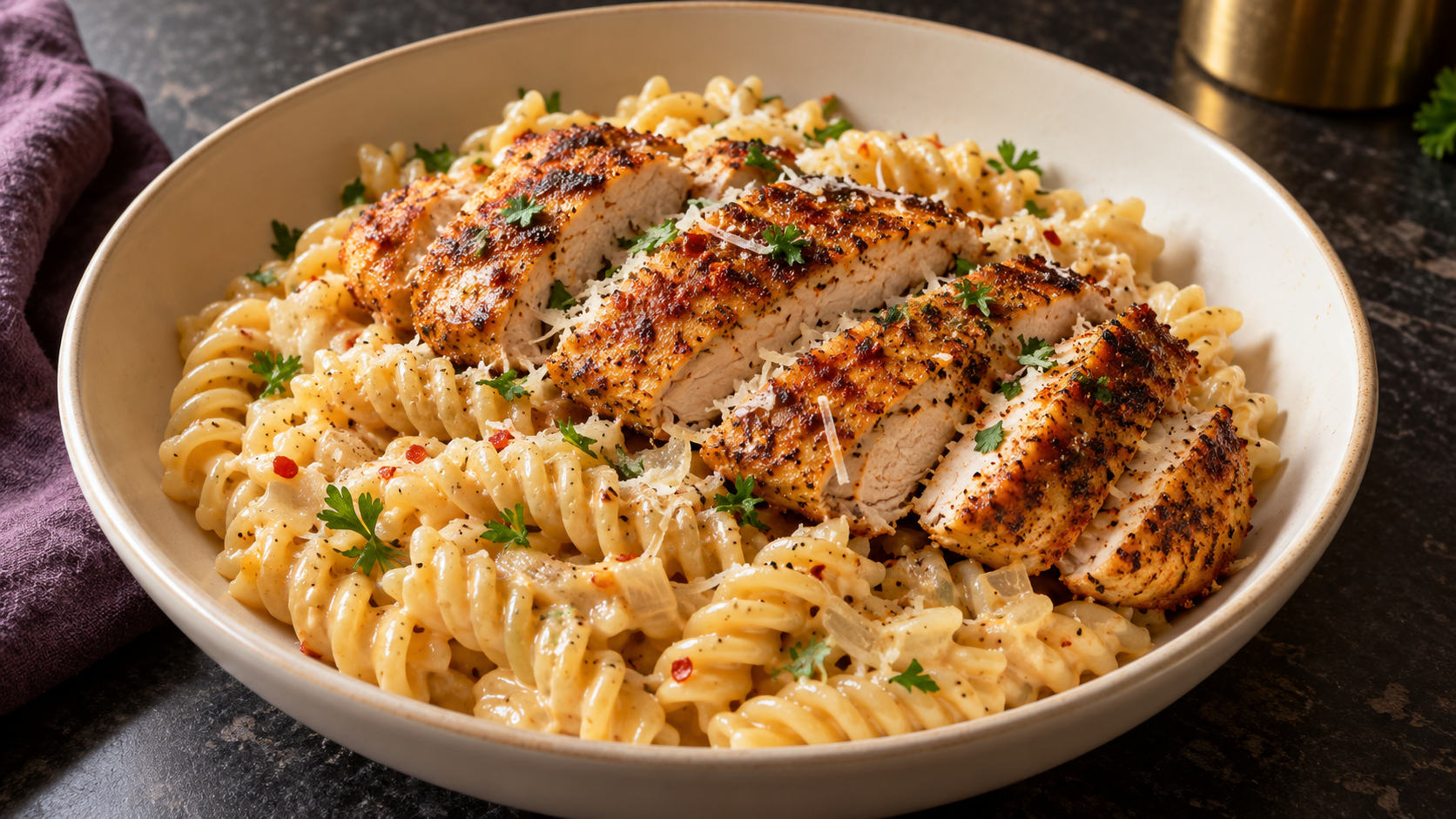 Creamy Chicken Garlic Parmesan Pasta
