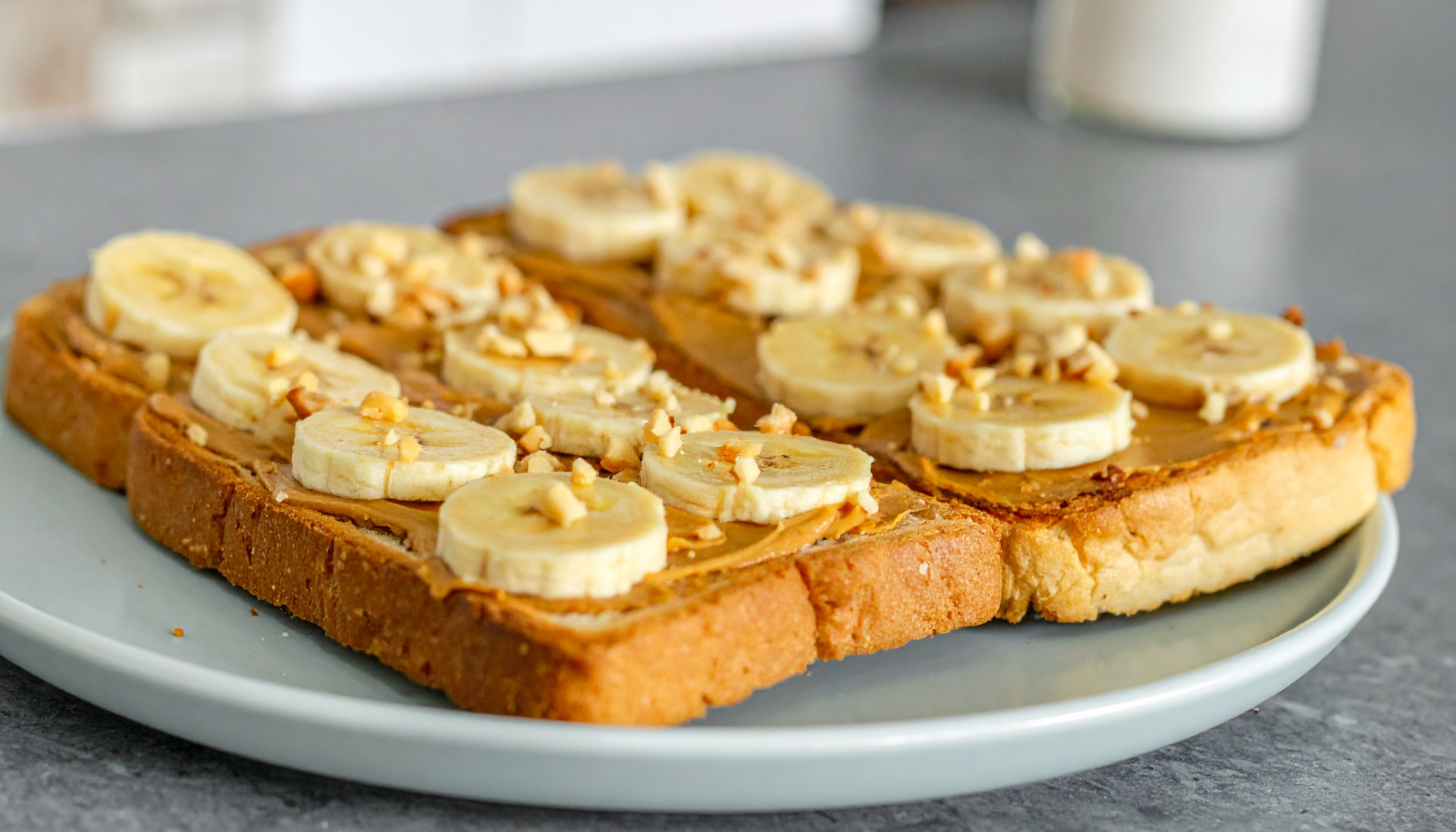 Peanut butter banana toast plates