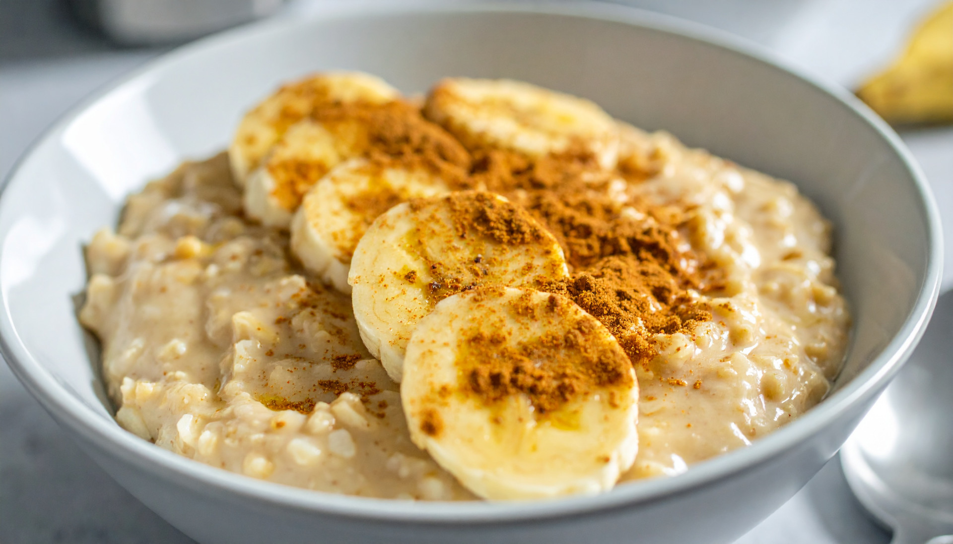 Peanut butter overnight oats with sliced banana