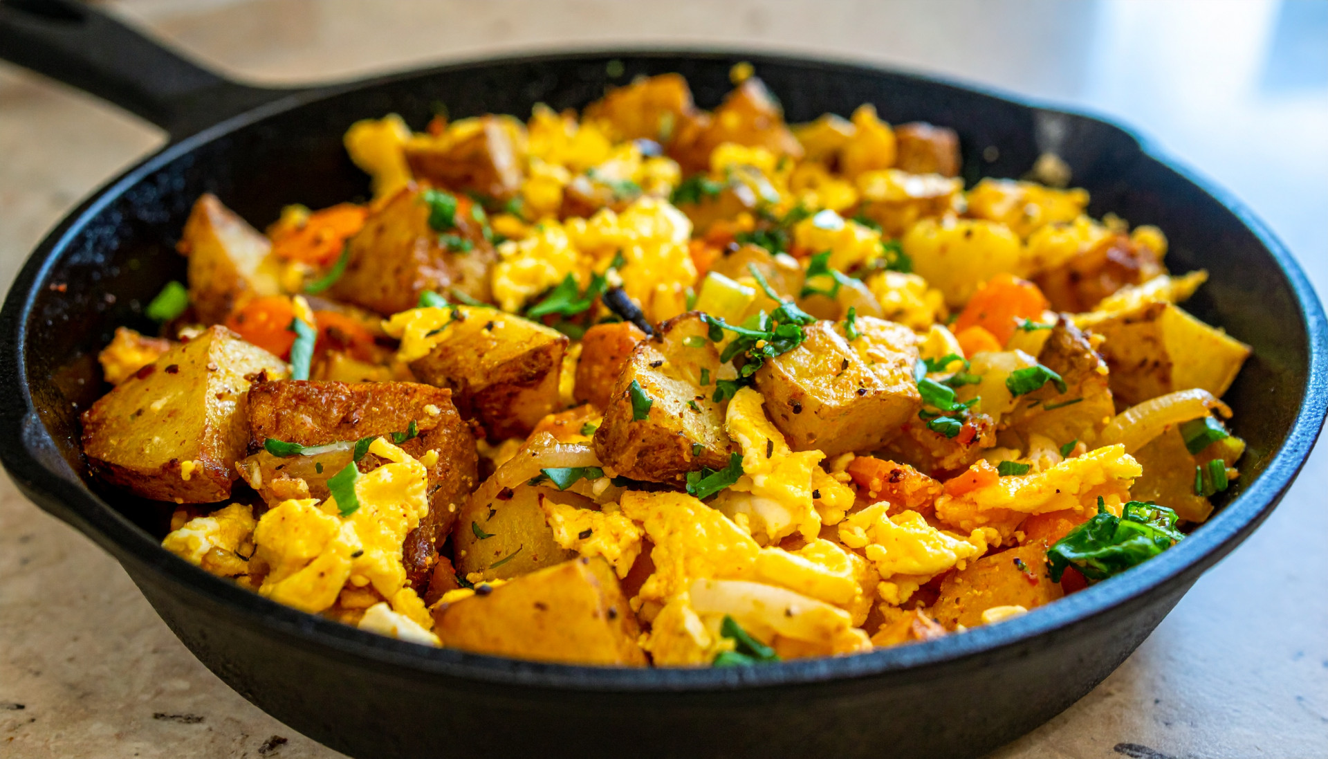 Egg and potato skillet with diced potatoes