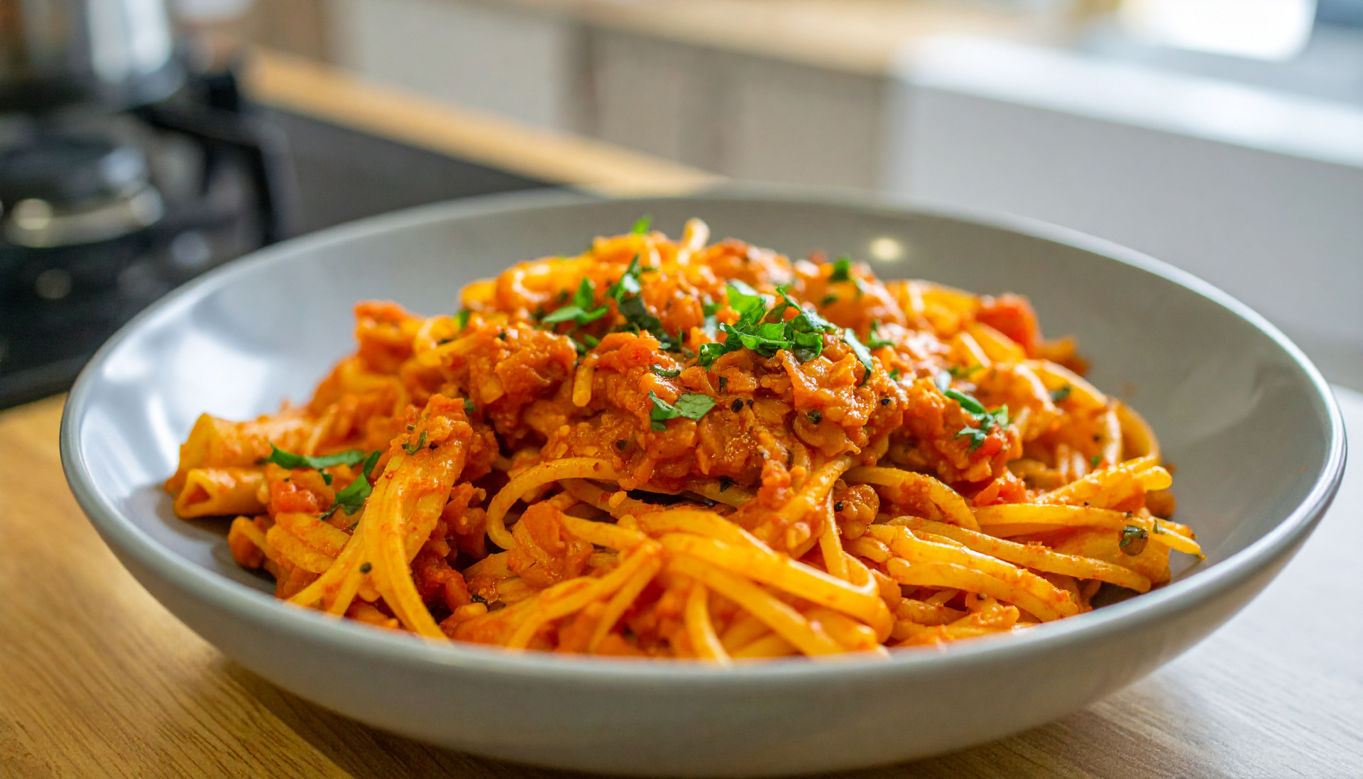 One-pot tomato lentil pasta