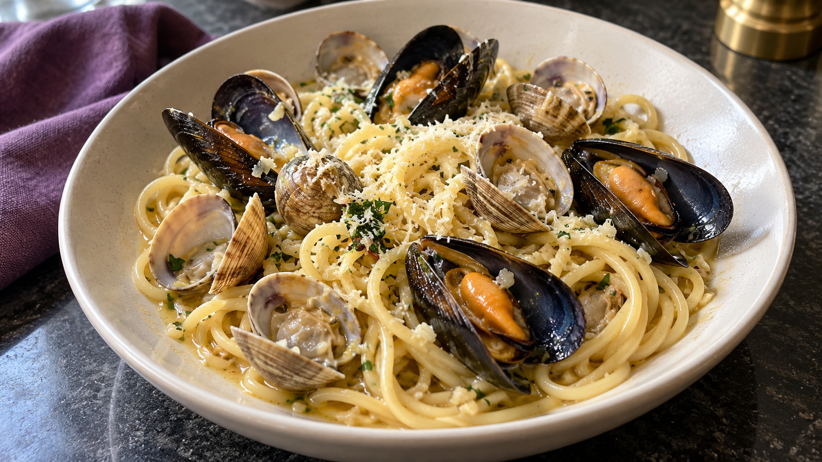 Clams and Mussels Garlic Butter