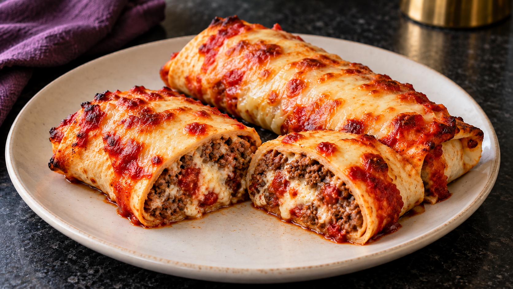 Cheesy Beefy Lasagna Rolls