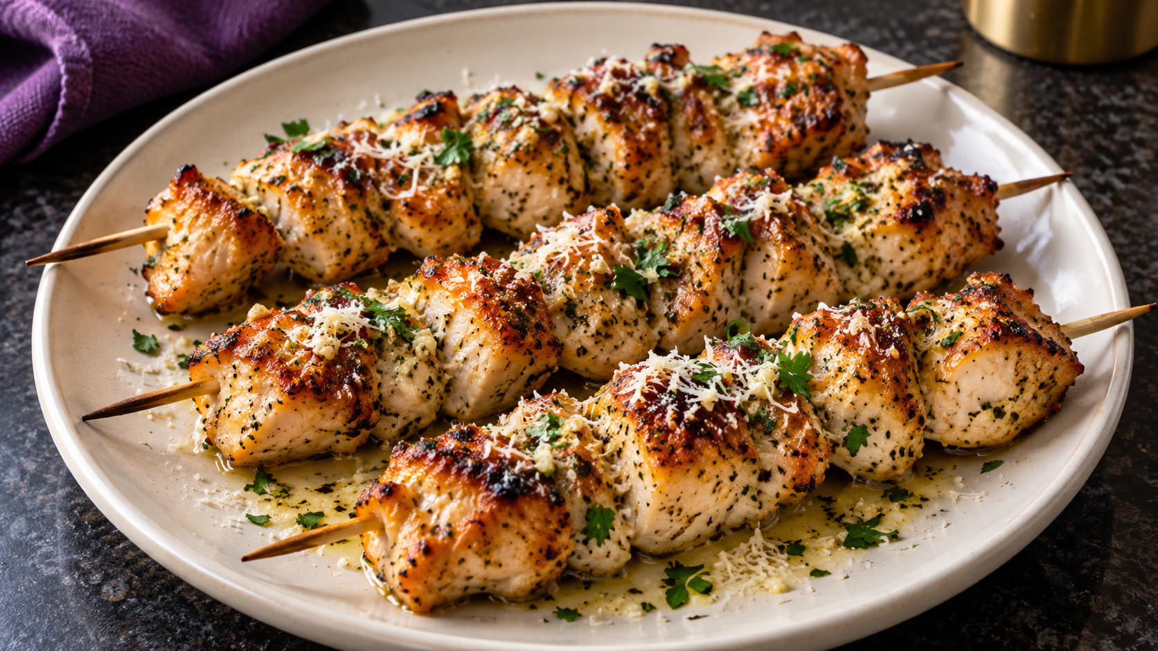 Garlic Parmesan Chicken Skewers