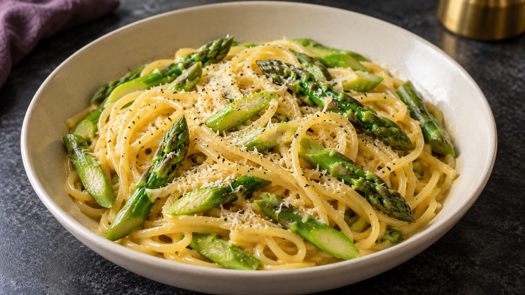 Asparagus in Silky Angel Hair Pasta