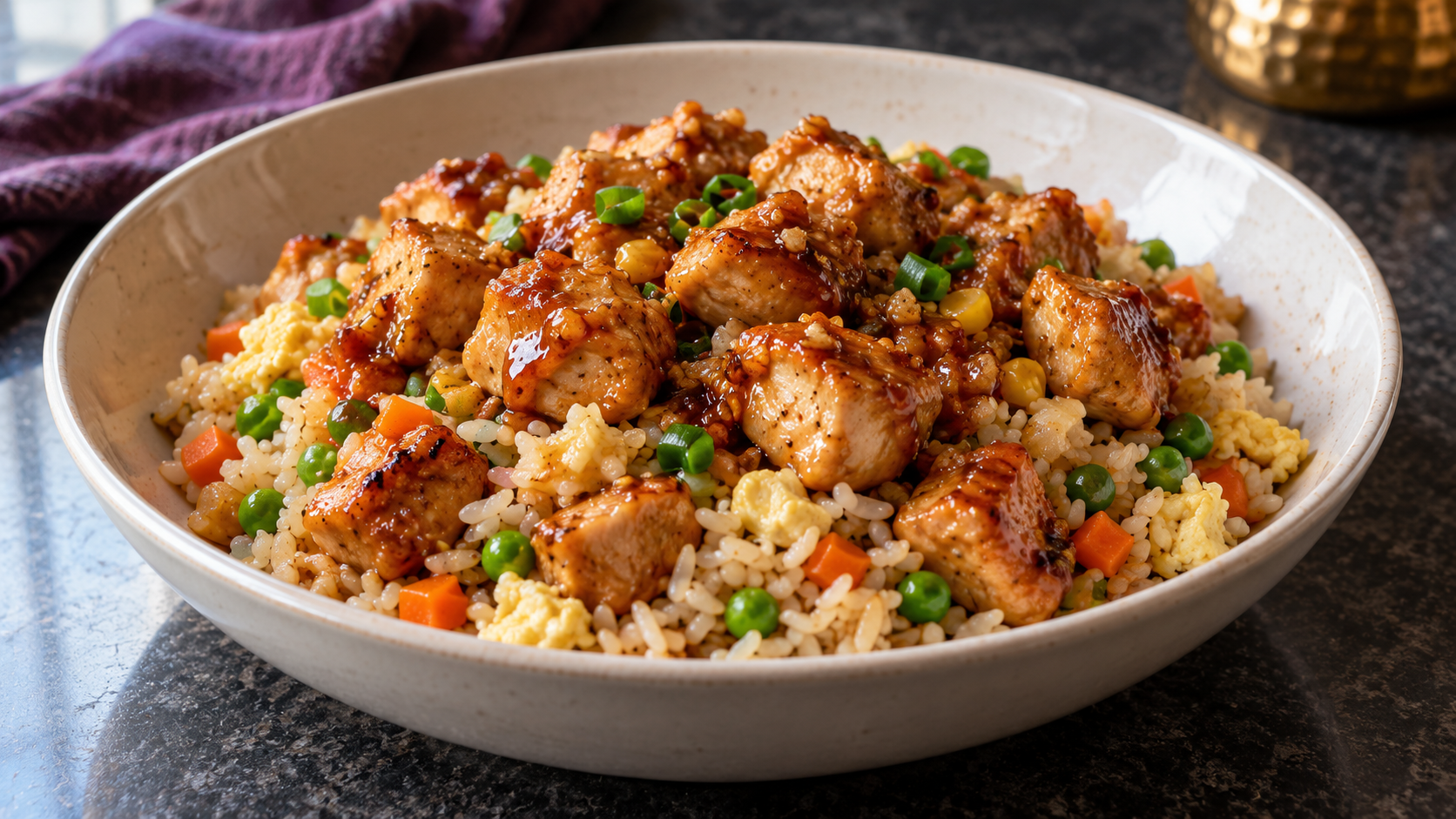 Healthy High Protein Honey Garlic Chicken Fried Rice