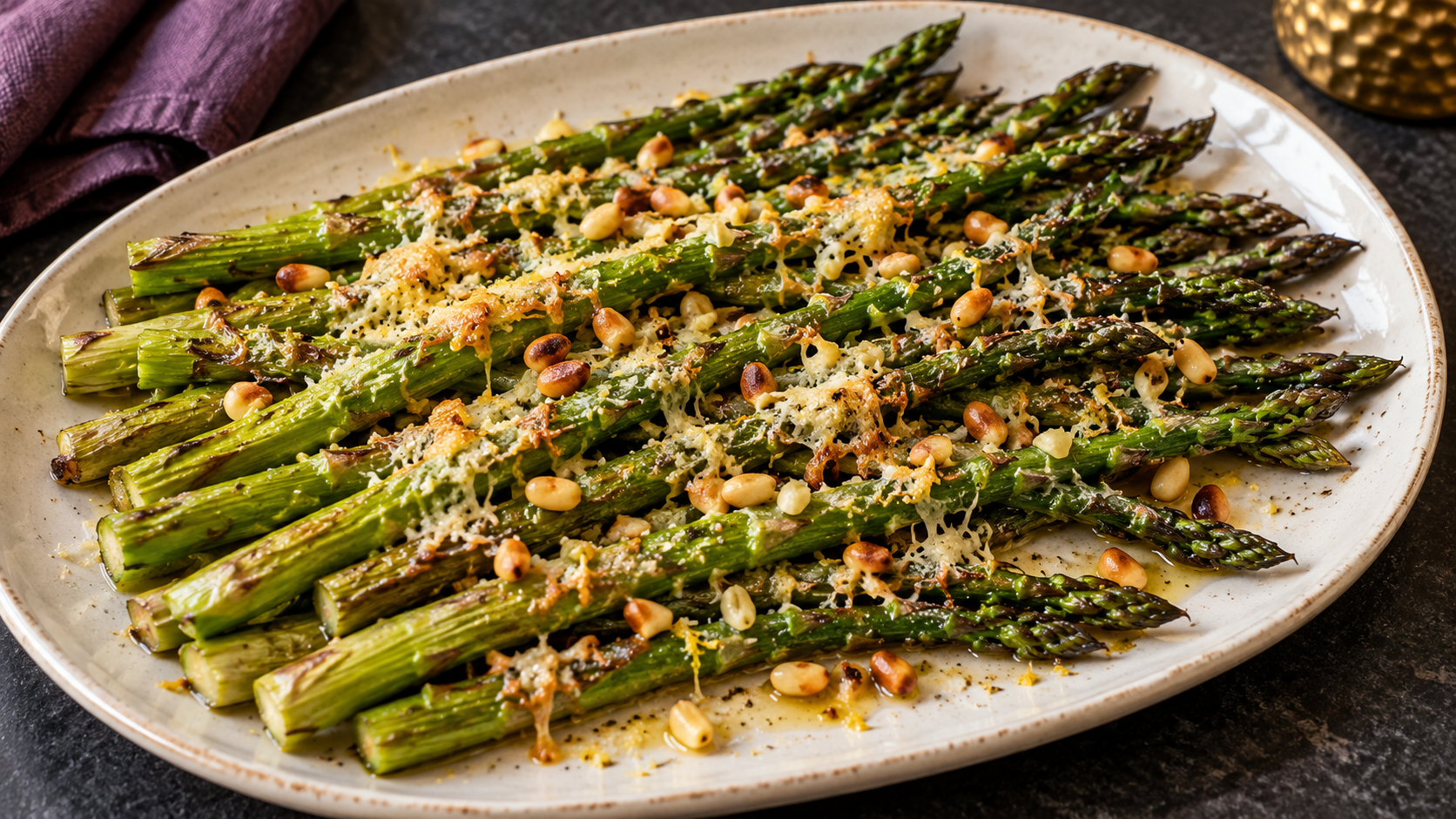 Roasted Asparagus with Garlic, Lemon & Parmesan